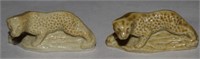 (2) Vtg Wade Whimsies Porcelain Leopard Figures