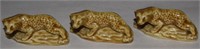 (3) Vtg Wade Whimsies Porcelain Leopard Figures