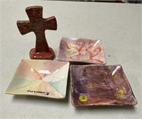 Mustard Seed Pottery Dishes and Cross