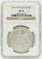 2010P BOY SCOUTS SILVER COMMEM NGC MS70