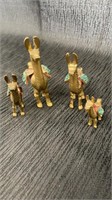 Vintage set of four brass Llamas
