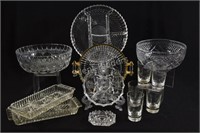Assortment of Pressed Glass Bowls, Relish Trays
