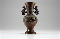 CHINESE REPUBLICAN RELIEF DECORATED BRONZE VASE