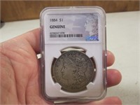 1884 Morgan Silver Dollar Slabbed NGC Genuine