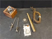 2 C CLAMPS ,BRASS ROD , AND MORE