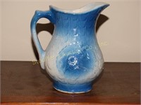 Vintage Salt Glaze blue stoneware pitcher 7"t