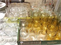 3 trays of assorted glasses