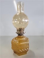 Amber Glass Oil Lamp 15in Tall