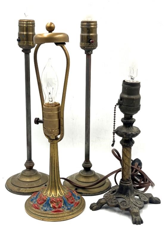 (4) Assorted Vtg. Brass Table Lamp Bases