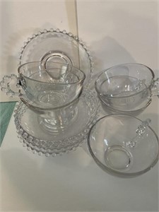 Set of 5 Candlewick Cup & Saucers & 1 Saucer