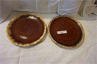 USA Oven Proof Brown Bread Plates Ring Bottom