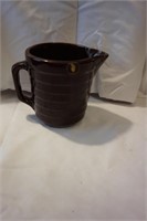 Vintage Brown Ringed Stoneware Pitcher