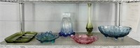 6 Pc Vintage Colored Glass Ware