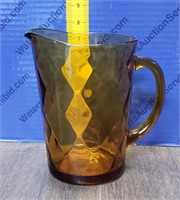 Vintage Amber Glass Pitcher