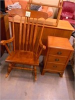 Maple Arm Chair Rocker & Mahogany End Table