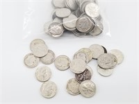 100 Silver Roosevelt dimes, various dates, mints,