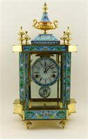 Cloisonne Bracket Clock w/Enamelled Plaques