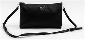 Prada Black Leather Cross-Body Handbag
