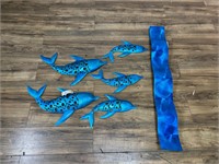 Metal Wall Art: Dolphins, Blue Wave 3D