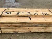30 - 8' - 2"x12" Pine Rough Sawn Lumber