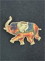 Antique Colorful Elephant Brooch