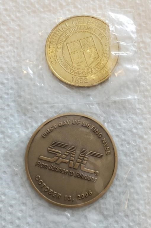 2 tokens, Centennial celebration 1892-1992, town