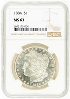 Coin 1884(P) Morgan Silver Dollar-NGC-MS63