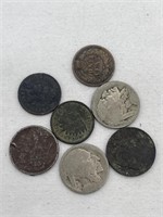3 indian Head Pennies 4 Buffalo Nickels