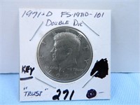 1971D 40% Kennedy Half, Double Die, 40% Silver