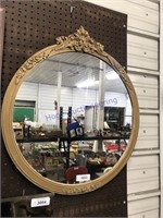 Round framed mirror, 26.5" wide