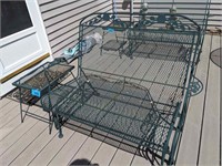 (1) Metal Patio Glider Bench w/ (1) Side Table