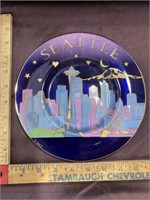 Cobalt blue glass Seattle Washington plate