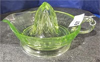 Vintage Uranium Glass Juicer - Has a Chip Near Lip