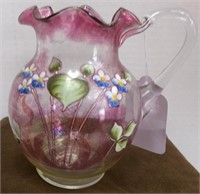 BLOWN GLASS PAINTED PITCHER