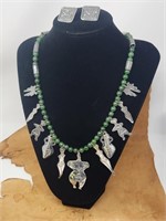 Claireworks Jade & Sterling Necklace & Earrings