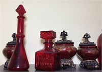 Ruby Glass Cannisters & Decanters