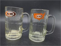 (2) A&W Glass Mugs 6"