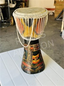 drum with carved base - 18" tall