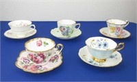 5 Cups & Saucers: Royal Albert, Royal Stafford,
