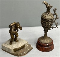 Victorian Ewer Garniture & Bronze Boy Figure