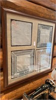 Framed 4 Vintage Ladies Handkerchiefs