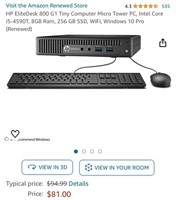 MICRO PC AND KEYBOARD (OPEN BOX, POWERS ON)