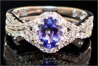 10kt Gold Tanzanite & Natural Diamond 2pc Ring Set