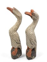 Pair of Carved Folk Art Duck Sculptures.