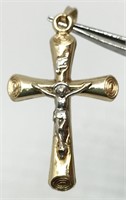 Crucifix pendant, 14k 2-tone gold, 1.19g