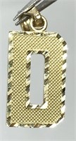 initial "D" pendant, 10k yellow gold, 0.89g