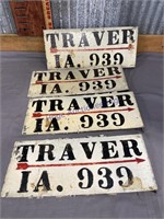 TRAVER IA TIN SIGNS (4), 6 X 15"