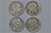 4 - 1920 Buffalo Nickels (D, S, S and S)