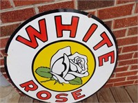 30" porcelain single-sided White Rose gas sign