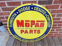 30" porcelain single-sided MoPar parts sign